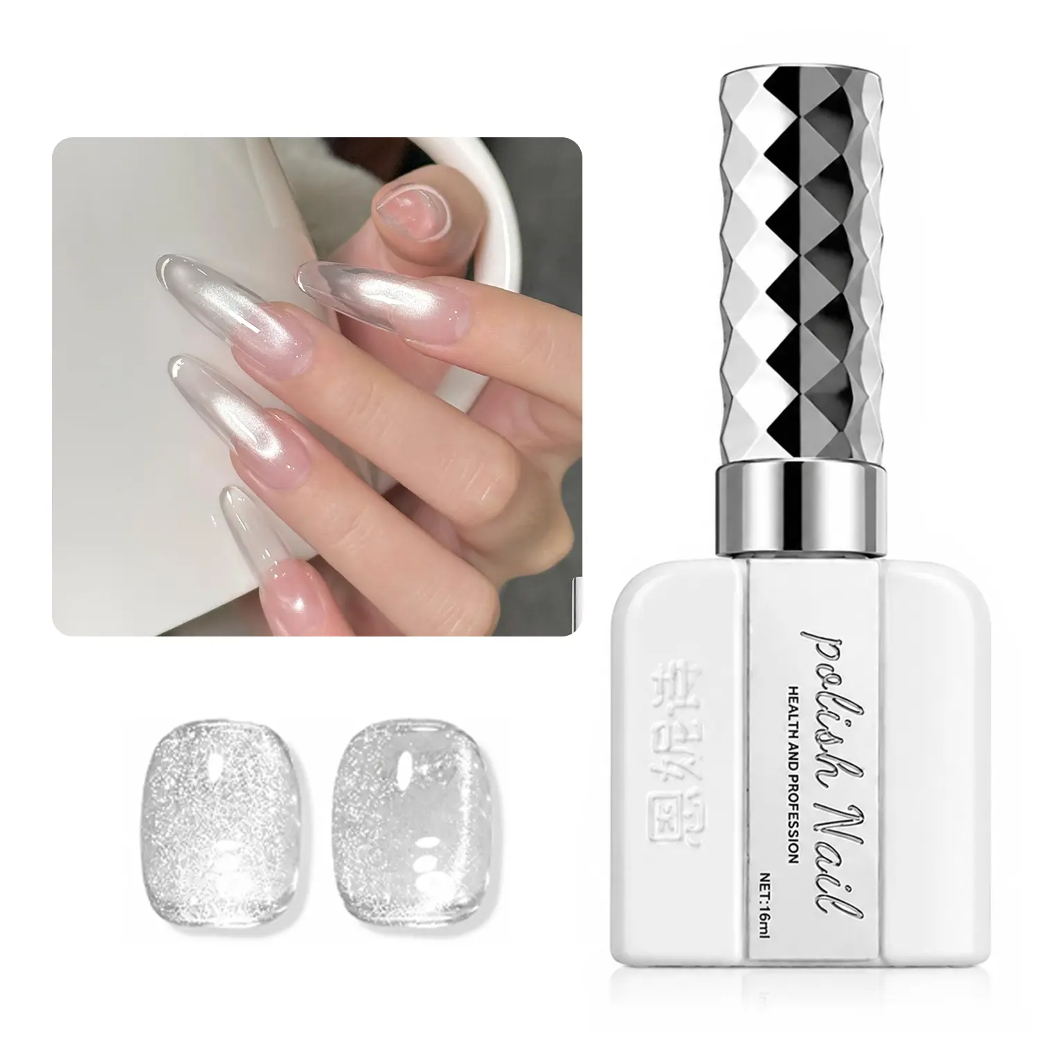 ANNIES Glassy Cat Eye Gel Nail Polish, 16ml Glitter Holographic UV Gel Polish , Reflective Translucent，UV Cure Soak-Off for Gel Nails at Home, Transparent Finish, Gel Polishing, Crystal Gel