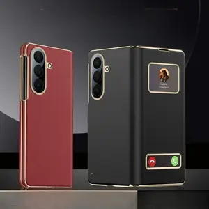 Compatible with Z Fold7/Z Fold6/Z Fold5/Z Fold4 /Z Fold3 Smart Window flip Cover pu leather case Full Package anti-drop magnetic Protective case-HN57-12