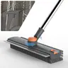 50-Inch 3-in-1 Adjustable Floor Scrub Bathtub Brush with Long Sturdy Handle, Double-Sided Heavy-Duty Stiff Bristles, Squeegee - Home Care Broom, Daily Maintenance Box-Included Tool Ideal for Courtyard, Garage Cleaning