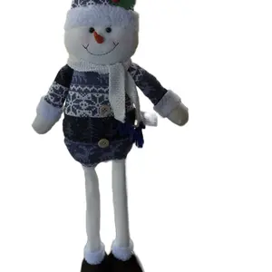 Wooden 24 inch Snowman Statue with Knitted Hat and Scarf Winter Decoration Christmas Farmhouse Lightweight Leaf Standing