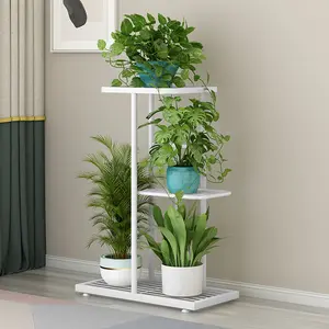 Plant Stand Indoor Outdoor Metal 3 Tier 4 Potted Multiple Flower Pot Holder Shelf Planter Display Shelving Unit for Patio Garden Corner Balcony Living Room