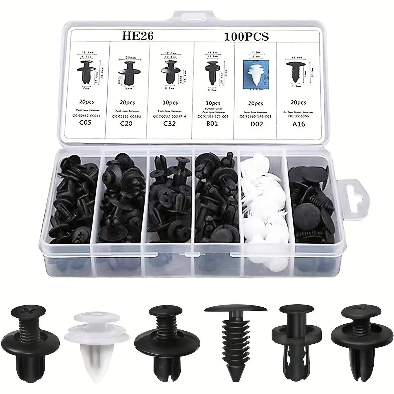 Car Repair Tool Kit, Car Clip Retainer Auto Fasteners and Push-Type Bumper Plastic Rivets Clips Set, Automotive Repair Tool Kit, Automotive Tools