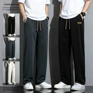 2 pack men’s summer breathable casual pants with drawstring waist and flat cuffs, solid color versatile joggers suitable for street casual wear and parties in summer, perfect for a summery vibe.