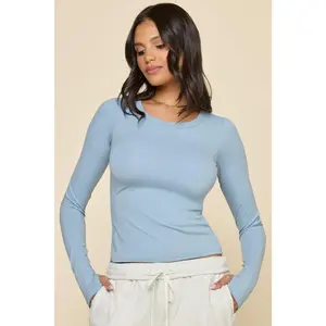 Call Me Baby Long Sleeve Top - Blue Storm
