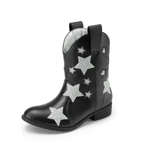 Dream Pairs Kids Flexible & Lightweight Cowboy Western Mid Calf Star Boots
