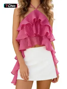 Women's Multi-Layer Halter Backless Top, Elegant Design for Special Occasions, Perfect for Parties and Events, Stylish and Chic Look