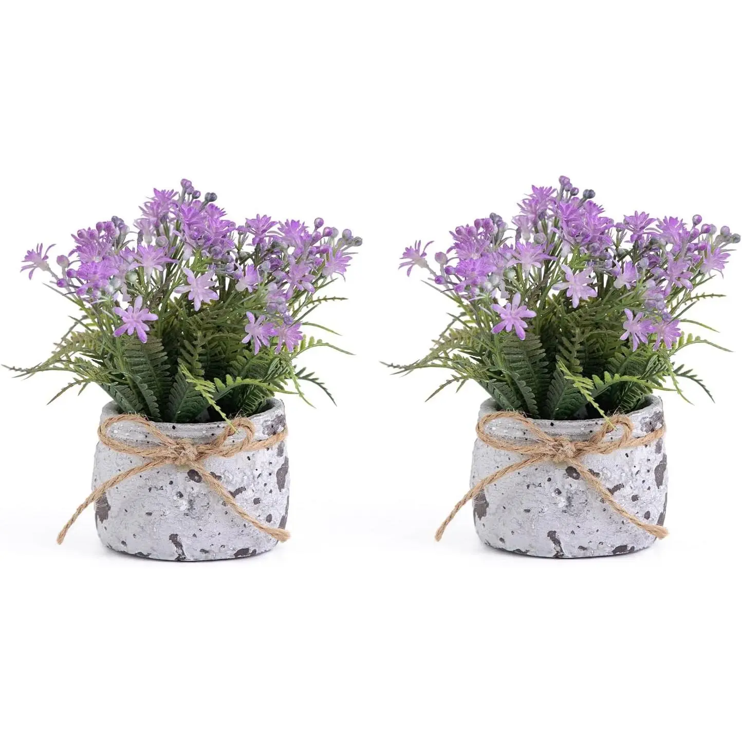 Vintage 2-Pack 5-Inch Lavender Floral Faux Artificial Sunflower Plants, Boxed Floral Arrangement, Indoor Home Living Room Farmhouse Decor, Kitchen