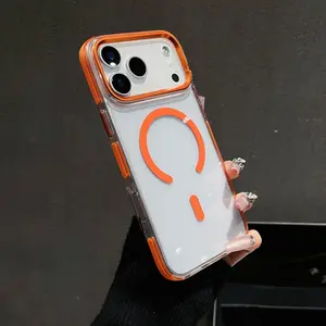 High-Transparency Magnetic Phone Case for iPhone 17 Pro / 17 Pro Max – Drop-Proof, Shockproof, Transparent, No Fingerprint Residue, Anti-Slip, Ultra-Strong N52 Magnetic, 03Light Anti-Slip Strip, with Protective Screen Cover