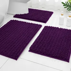 3-Piece Ultra-Thick Luxury Plush Bathroom Rug Set, Non-Slip Absorbent Bath Mat, Washable Indoor Snowflake Carpet, Foldable Kitchen Living Room Decor, Bathroom Floor Mat