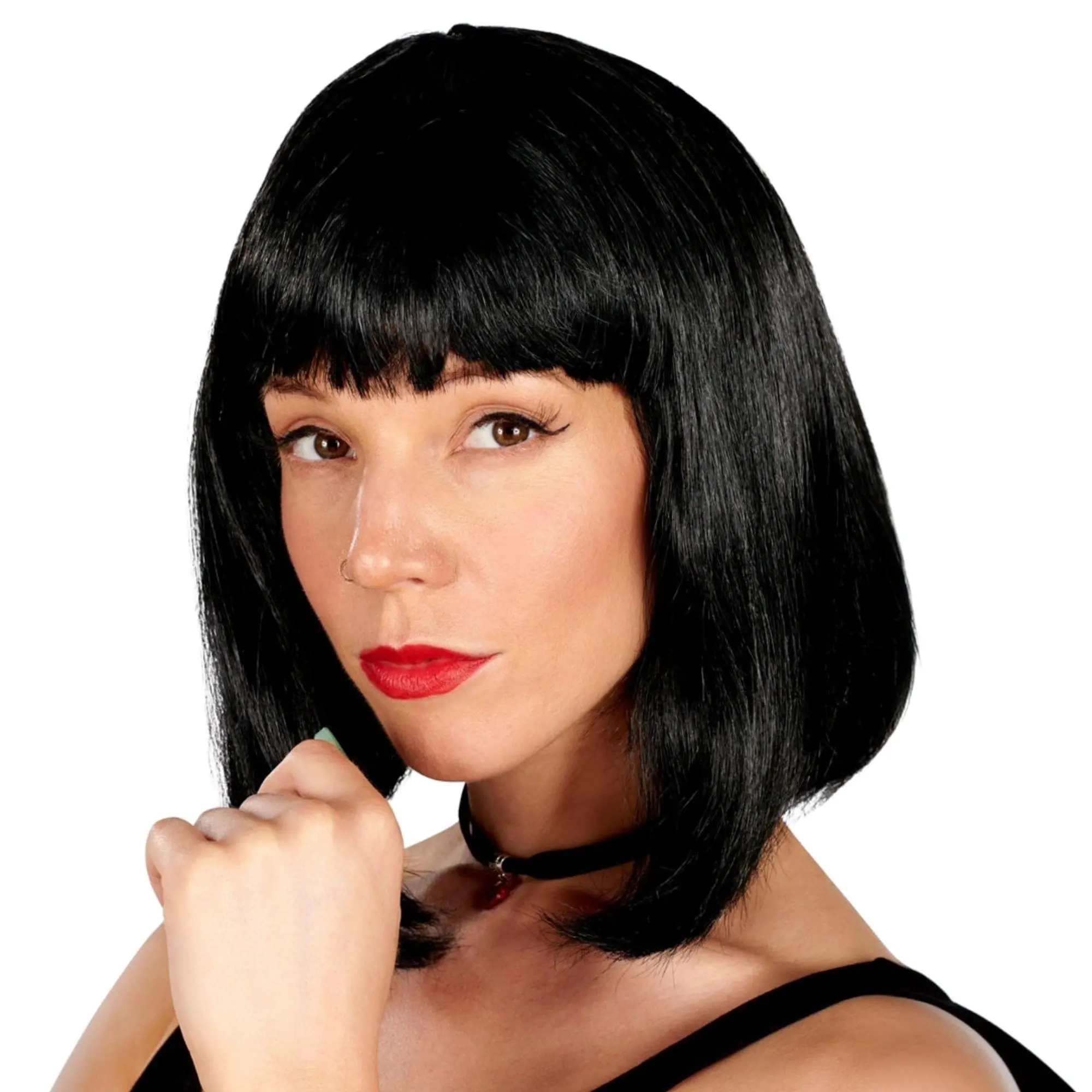 Black Bob Wig Costume Accessory, Synthetic Costume Wigs, Cosplay Synthetic Costume Wigs