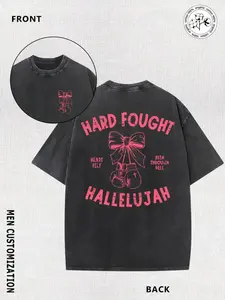 230g Heavy-Duty Boxing Gloves Print T-Shirt - Double-Sided Washed Streetwear Style, Loose Fit Round Neck Short Sleeve, Machine Washable Casual Gym Wear for Training, Gifts & Everyday (Adults)
