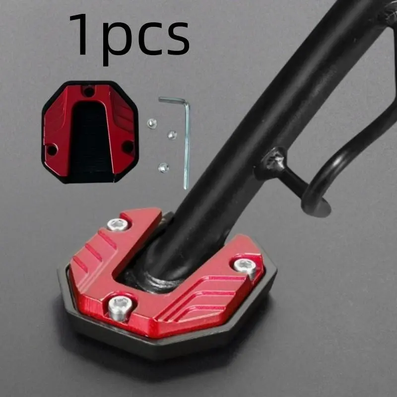 Motorcycle Side Stand Accessories, Aluminum Alloy Foot Plate, Durable Large Auxiliary Support Side Kick Block, Anti-Slip Edge, Motorcycle Modification Parts, Stability, Large Size, Installation