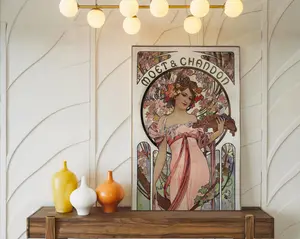 [Sale off up to 40%] [Frame Canvas] Vintage Art Nouveau Moët Chandon Canvas Print, Alphonse Mucha Style Wall Art, French Champagne Wall Art