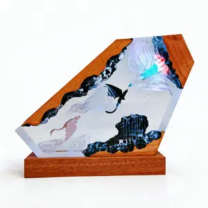 How To Train Your Dragon Resin Night Light -Toothless Creative Bedside Lamp USB Powered Adjustable Lighting Handmade Resin Art Ornament for Home Office Decor, Gamers Boyfriend, Festival Gift