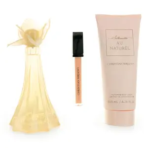 Christian Siriano Silhouette Au Naturel Women's 3-Piece Fragrance & Body Care Gift Set with Coconut, Peach Cosmetic Items
