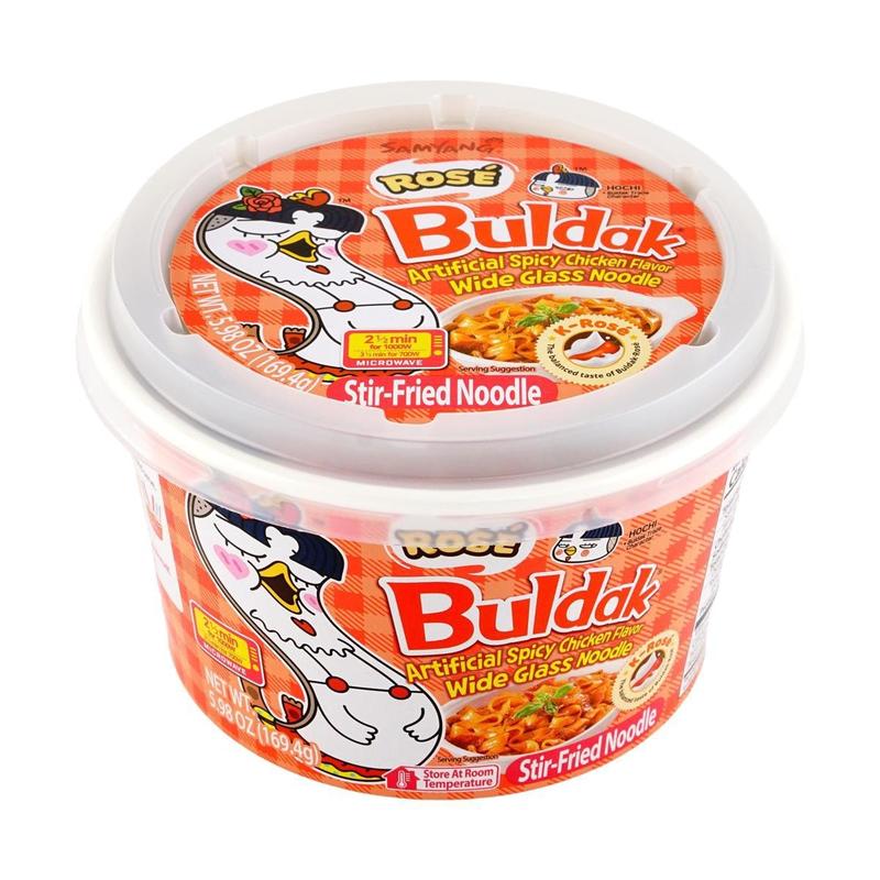 Samyang Korean Rose Cream Spicy Chicken Buldak Wide Glass Noodle 5.98 oz Instant Food Pansit Popular Mukbang Snack Trending Stir-Fried Noodles