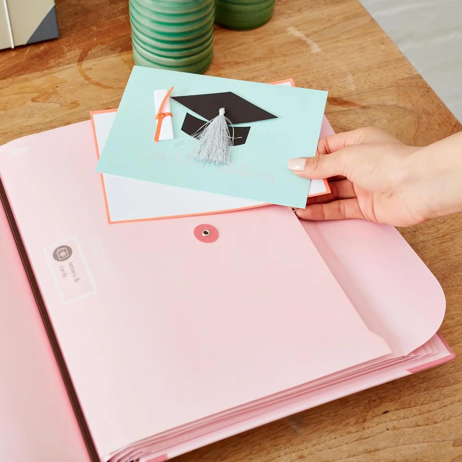 Accordion File Organizer Manila Pocket Document Folder for Passports, Birth Certificates & Important Papers, Office & Home Storage,gift for Weddings, Travel, Lovers, Friends, Graduation, Anniversary