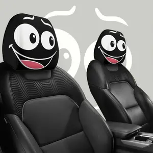 2pcs Car Seat Headrest Covers, Universal Fit, No Filler, All-Weather Use, Cute Smiley Face Design, Car Seat Decorative, Automotive Interior Accessories