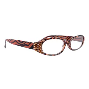 Isabella, (Bling) Reading Glasses Women W (Cooper, Light Colorado) Genuine European Crystals (Tiger) Animal Print NY Fifth Avenue