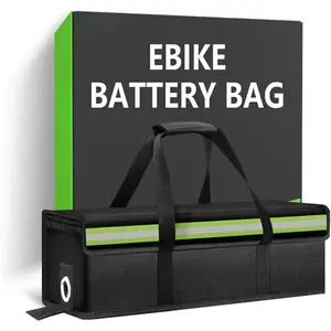 E-Bike Battery Safe Bag Explosionproof - Large Capacity Fireproof Lipo Bag for Ebike Battery Charging and Storage(M 16.1x5.1x5.5Inches)
