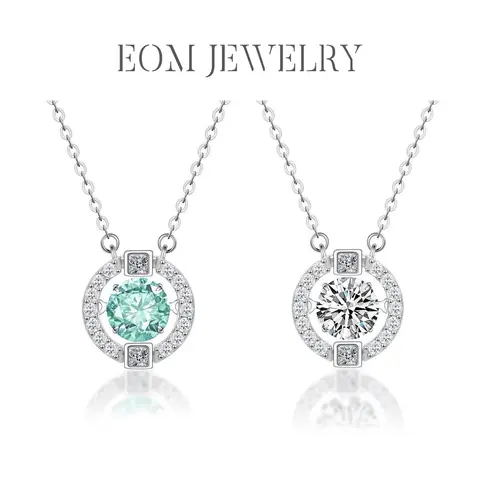 Moissanite 1ct Waterproof Rhythm of Love Dancing Stone Pendant Necklace Silver-Plated Flickering Halo Necklace Silver-Plated Dainty Luxury Jewelry Perfect Birthday Engagement Wedding Anniversary Christmas Thanksgiving Valentine's Day Daily Wear