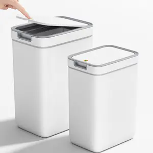 Bathroom Trash Can with Lid 2 Pack (3.6 Gal & 2.4 Gal), Small Garbage Bin with Pop-Up Lid,