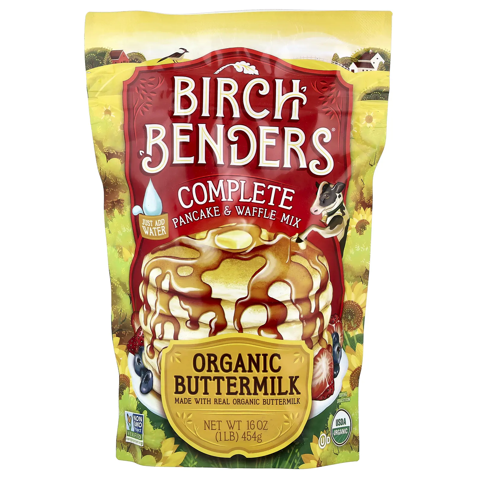 Birch Benders Complete Pancake & Waffle Mix, Organic Buttermilk, 1 lb (454 g)