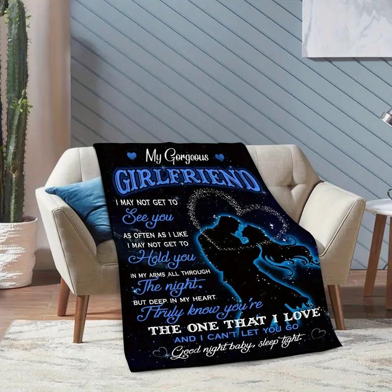 Soft and Comfortable Flannel Throw Blanket - Romantic Love Themed Country Style Four Seasons Knitted 100% Polyester Blanket with Digital Printing - Unique Gift Idea for Girlfriend