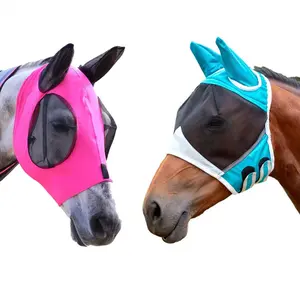 Equestrian supplies Horse mask, smooth ears Elastic flying cover Washable mask, insect bite and UV protection Protective Gear Training