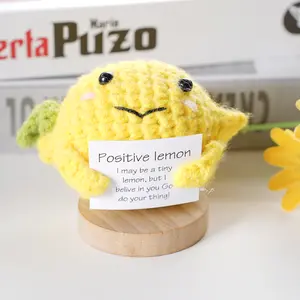 Emotional Crochet Lemon Cute Desktop Decor,Office Table Decor,Inspiring Lemon Fruits Adorable Decoration,Handmade Crochet Lemon,Valentines Gift,Desk Decor,Gift for Friend,Mental Health Gift,I May a Tiny Lemon,But I Believe in You,Go your Thing Ornaments