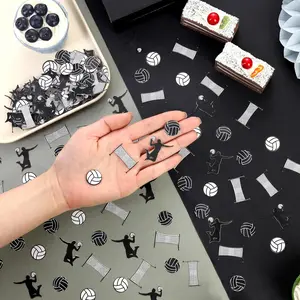 200 Pcs Volleyball Party Decorations Black and White Volleyball Confetti Circle Confetti for Tables Scatters Sports Party Favor for Beach Indoor Volleyball Themed Birthday Bridal Shower