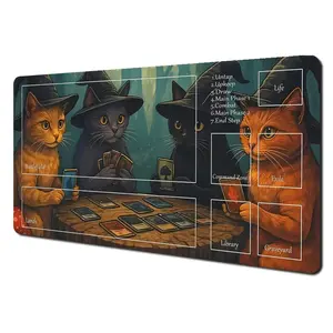 Cat Mouse Pad gamming playmat mousepad card game play mat Duel pads Beginner Card Battles Commander Gaming Deskpad Stitched with Magic Zones Game Mats Tabletop rug TCG Card Battles Commander Gaming Mouse pad Duel deskmat Beginner