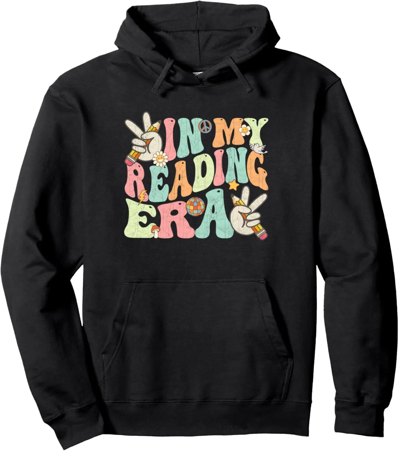 In My Reading Era Groovy Hippie Teacher Back To School Pullover Hoodie