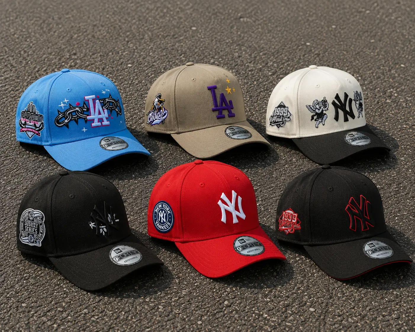 New Era MLB 9FORTY Adjustable Baseball Cap New York Yankees NY Los Angeles Dodgers LA Curved Brim Hat World Series Side Patch Streetwear Hip Hop Vintage TikTok Viral Unisex Gorras Gorra Beisbol