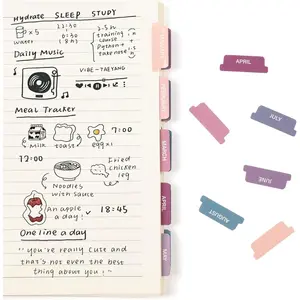 Laminated Planner Monthly Stickers,40 Adhesive Plan Tabs Accessories for Notebooks (2 Sets 12 Month Tabs and 16 Blank Tabs), Calendar Monthly Divider Set ( & )