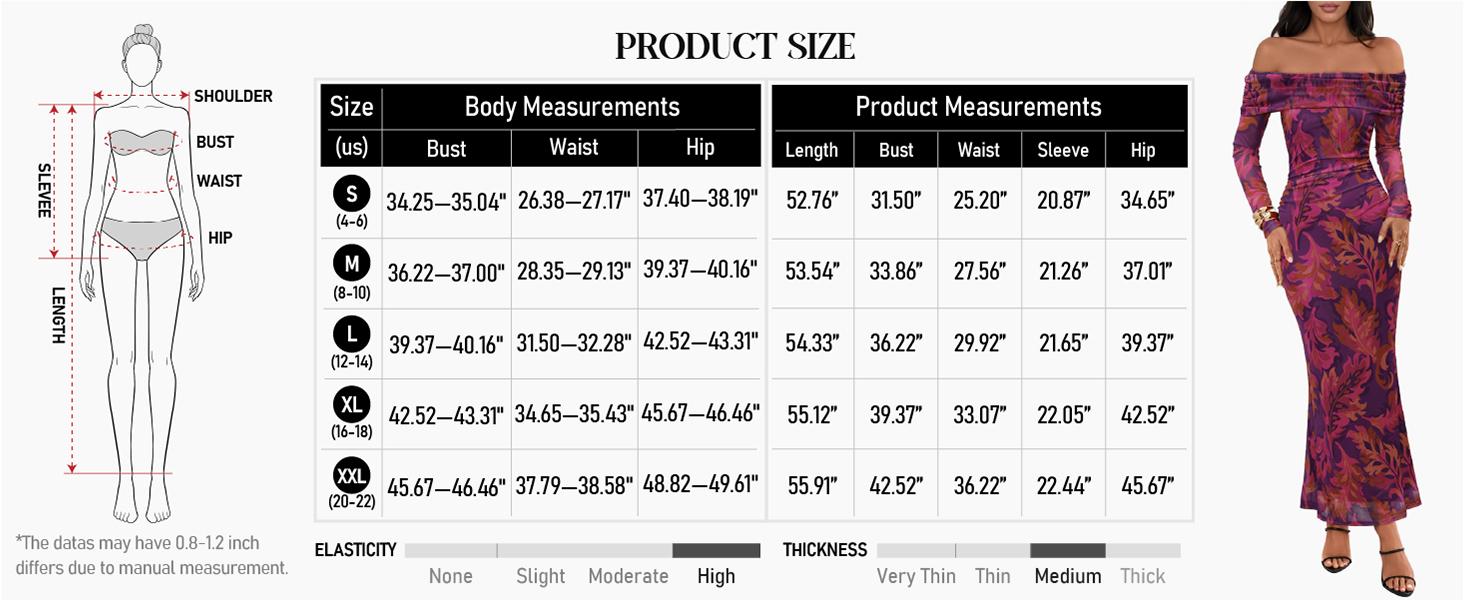 MEROKEETY Women's Fall Off Shoulder Floral Maxi Dresses Formal Long Sleeve Bodycon Cocktail Wedding Guest Dress