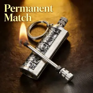 Permanent Match Lighter, 10, 000 Strikes Refillable Flint Fire Starter, Waterproof Vintage Metal Ignition Tool, Portable Outdoor Emergency Lighter for Camping & Survival(No Oil Included)