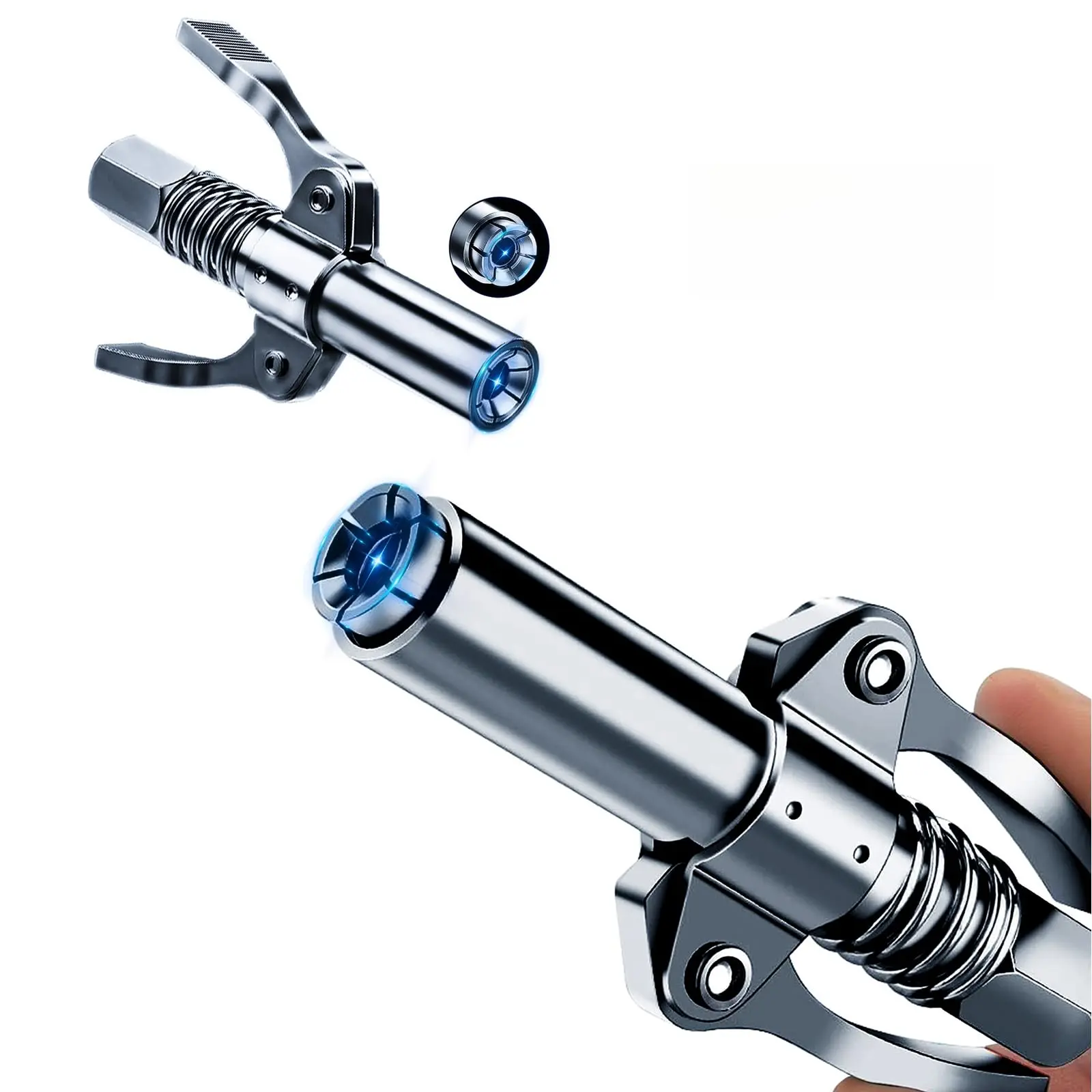 12000 PSI High Pressure Grease Gun Coupler, Double Handle Quick Release Lock Oil Nozzle for 1/8" NPT Grease Guns, 3-Layer Hand Tool for Car Truck Repair, Hand Tools for Men