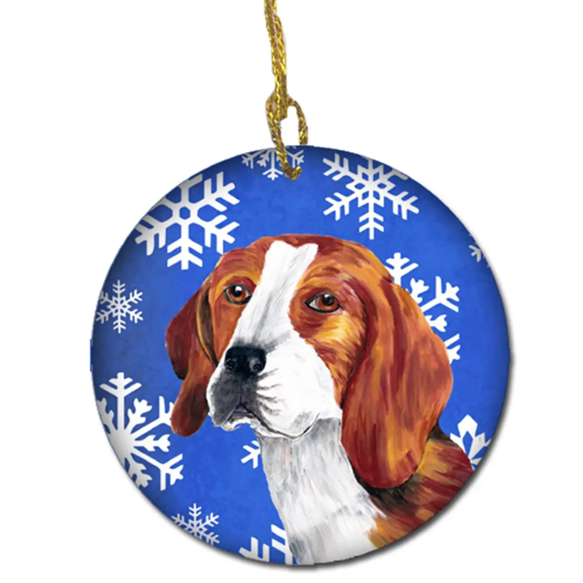 Beagle Winter Snowflakes Ceramic Ornament, Paintable Christmas Decor, Festive Holiday Gift for Home Decoration