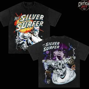 BoldThreads Silver Surfer – Herald of Galactus Vintage - MCU Comic Edition Double Printed Oversize Lightweight Acid Washed Tee Vintage Comic Design Top Cotton Superheroes Streetwear T-Shirt Clothes Menswear Womenswear, Unisex Graphic Tee WJM