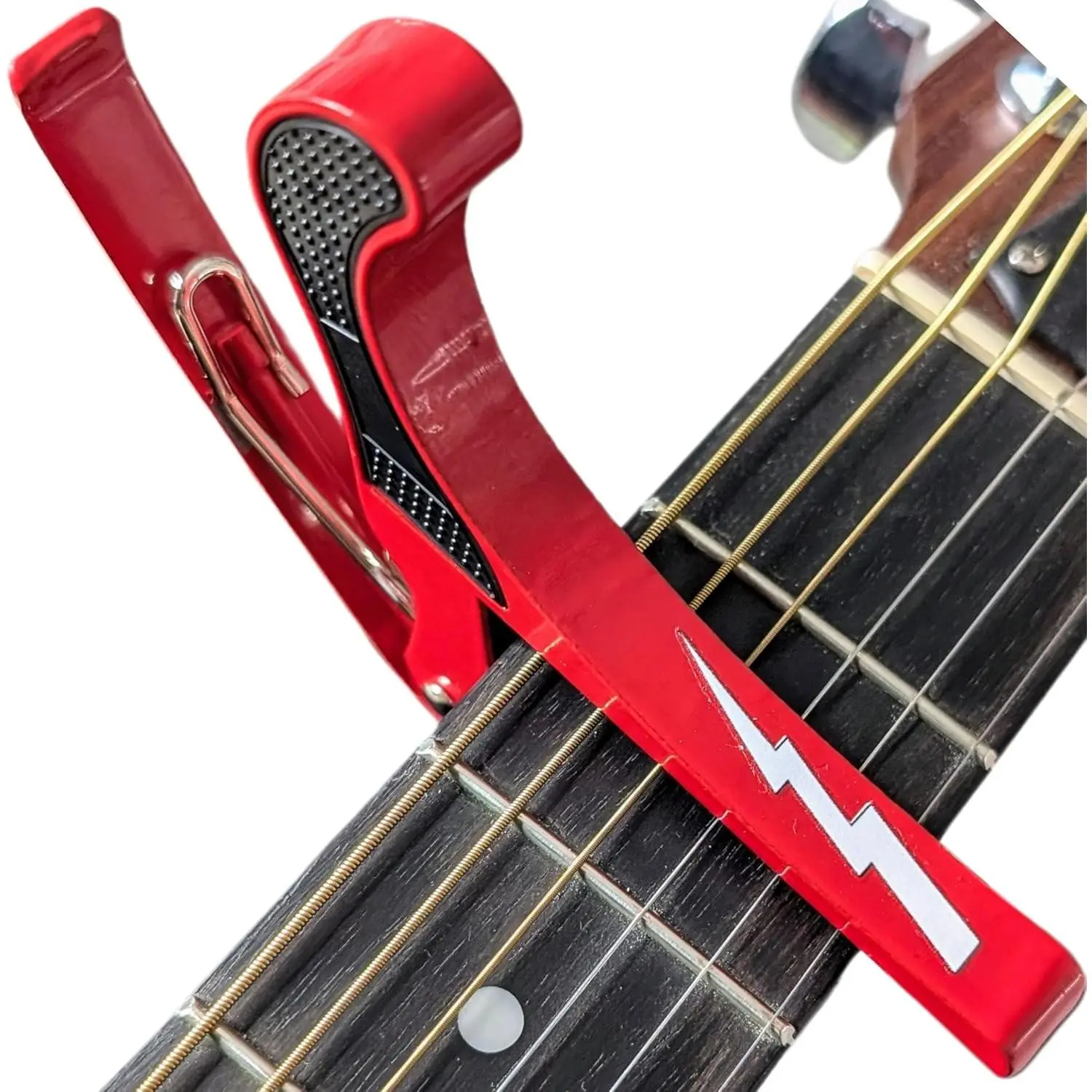 Guitar Capo (Cap) for Acoustic, Electric Guitars - Quick-Release Spring-Action Chord Presser Tool for Instant Key Changes - White Lightning Design