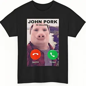 John Pork Funny Answer Call Phone T-Shirt, Brainrot T-Shirt   Shirt TOP
