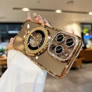 Fashionable Phone Case with Camera Lens Protector, Glitter Cellphone Protective Cover, Phone Accessories Compatible with iPhone 11 12 13 14 15 16 Plus, Casing