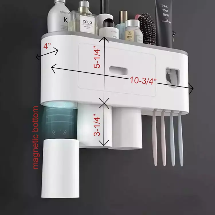 Automatic Toothpaste Dispenser and Toothbrush Holder with Wall Mount Pack Plastic Waterproof