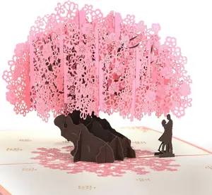 Cherry Blossom Pop Up Wedding Anniversary Card 3D Love Card Valentines Gift for Her with Envelope and Blank Note Romantic Pop Up Design Premium Quality