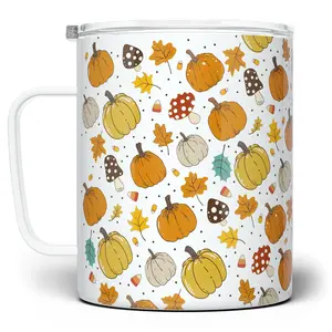 LOFTIPOP Fall Pumpkin Pattern Mug, Fall Leaves Autumn Foliage Cozy Cup, Halloween Gifts, Designed and Printed in the USA by Loftipop