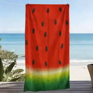 Watermelon pattern oversized soft beach towel, fruit print pattern, microfiber bath towel, quick-drying, super absorbent, suitable for beach vacations, pool parties, beach leisure scenarios, an ideal gift for family and summer holidays