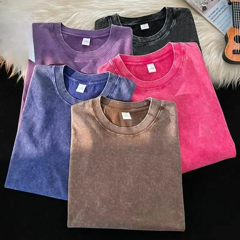 3 Pack Oversized Vintage Washed T Shirts for Men and Women, 100% Cotton Acid Wash Short Sleeve Tees, Loose Fit Streetwear Casual Tops for Daily Wear, Gym and Summer