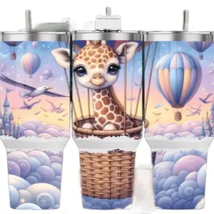 Giraffe Tumbler 40oz Stainless Steel Handmade Lid Straw Bottle Drinkware Water Bottles Cup Mug Portable Bottled Washable Reusable Insulated Flasks