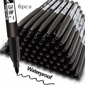 6-Pack Permanent Markers, Oil-Based Large Tip Waterproof Ink Pens, Durable & Washable School Supplies, Ideal for Art Projects